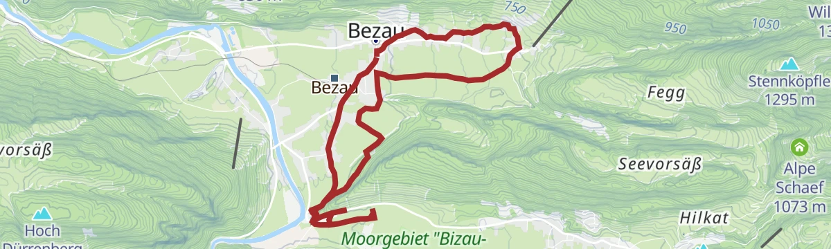 Route map: Umgang Bezau / Reuthe